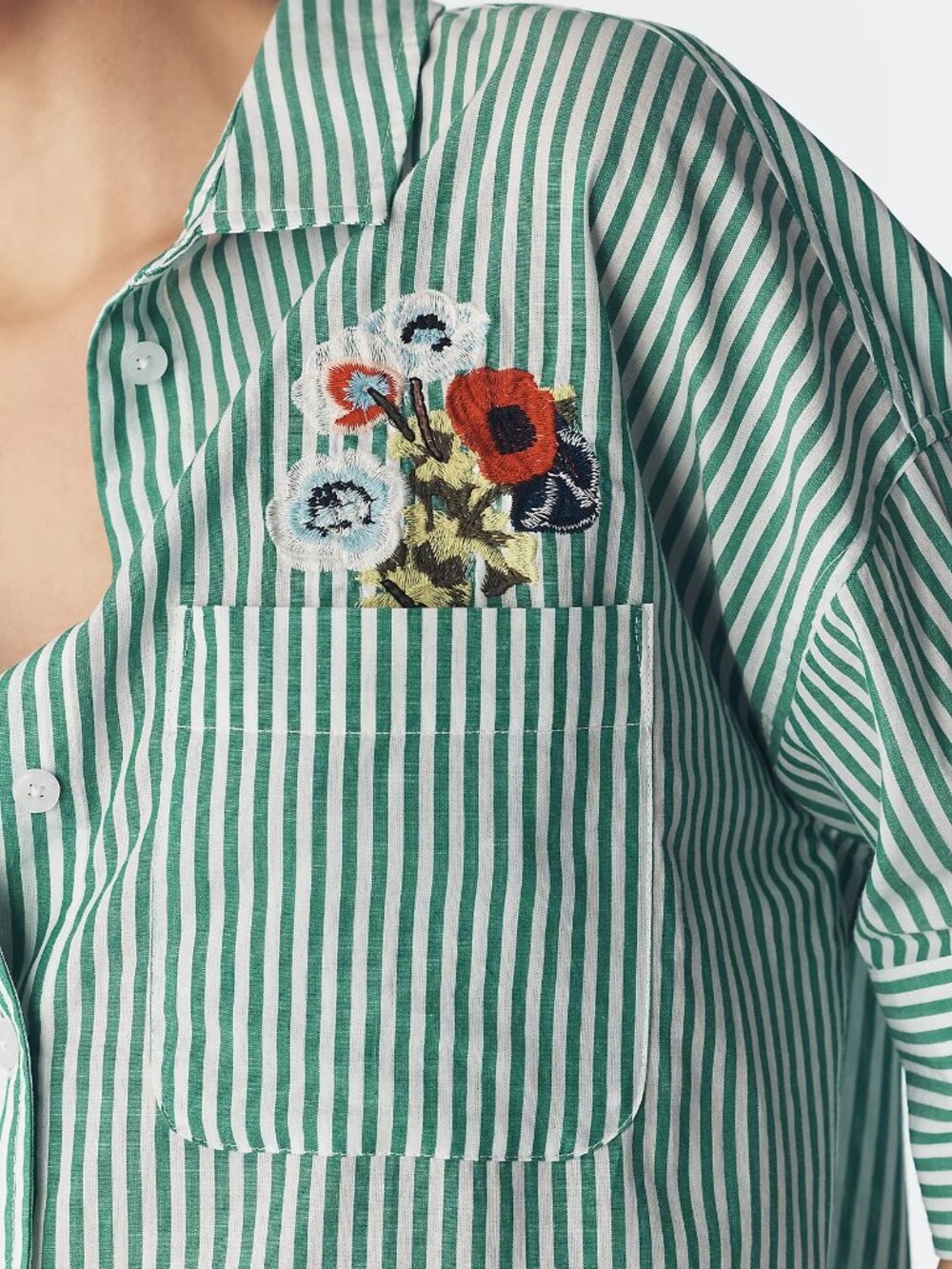 Maeve Mabel Boxy Oxford Embroidered Shirt